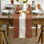 Artoid Mode Caramel Farmhouse Rustic Table Runner, Seasonal Hollow Kitchen Dining Table Decoration for Home Party Decor 12x72 Inch