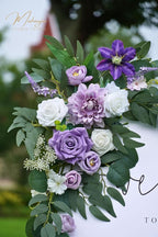 Muhanjia Wedding Sign Faux Flower Swag (Pack of 2) for Ceremony Party Reception Entrance Floral Decor Wall Easel Stand for Wedding Poster Welcome Sign (Purple)
