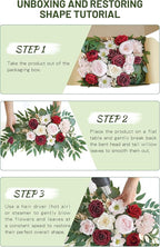 Faux Flower Swag Set of 2 for Wedding Welcome Signs Floral Swag Wedding Reception Ceremony Signs Decor (A-Burgundy Pink)
