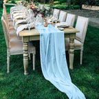 10 Pack 10ft Baby Blue Chiffon Table Runners Wedding Table Runner Sheer Romantic Tulle Table Runner for Christmas Wedding Bridal Tea Party Baby Shower Birthday Party Table Decorations(120 x 12 in)