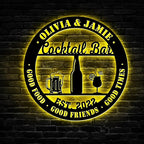 Personalized Cocktail Bar Metal Sign LED Lights, Cocktail Sign, Drinking Lounge, Cocktail Lovers Gift, Father Day Gift, Bar Decor for Home