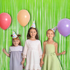 BRAVESHINE Pastel Green Streamers Party Backdrop Decoration - Tinsel Curtain Foil Fringe Backdrop for Birthdays/Dinosaur/Lime Green Frog Theme/Wizard/Christmas Decorations - 3.2ft X 8.2ft