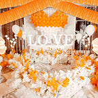 6 Pack 10 Feet Foil Fringe Garland Metallic Tinsel Streamers Banner Wall Hanging Backdrop Banner for Parade Floats, Thanksgiving, Christmas, Birthday, Halloween Party Decorations(Macaron Orange)