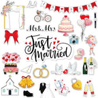 25 Pieces Just Married Ornate Car Magnets Mr Mrs Magnets Refrigerator Decorations Wedding Car Decorations Just Married Door Sign for Honeymoon Anniversary Wedding Party Panel Tailgate Decor