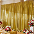 Golden Brown Satin Backdrop Curtains 2 Panels - Glitter Photo Drapes for Baby Shower, 10x10FT Shimmer Back Drop Cloth, Wrinkle Free for Golden 50th Birthday Party Decorations