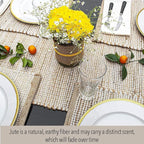 Chardin home Natural Jute Table Runner 13x108 Inch – Vintage Boho Rustic Table Decor – Handwoven Long Table Runner in Natural Jute and Ivory – Farmhouse Dining or Console Table Accent