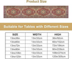 Vintage Boho Floral Table Runner, Rustic Country Farmhouse Red Gold Bohemia Flower Pattern for Home Kitchen Table Decor Dining Coffee Room Party Decor 13x72in
