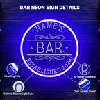 Custom Bar Neon Sign for Man Cave, Personalized LED Bar Light Up Signs for Wall Decor, Dimmable Customized Neon Lights for Men Dad Gifts, Home Pub Tavern Bistro Business