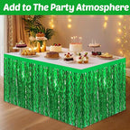 6 Pack 29x108 Inch Green Wave Foil Fringe Table Skirts Metallic Banner for Tinsel Streamer Garland Backdrop for Parade Floats Mother's, Graduate, Mardi Gras, Birthday, Wedding Party Decorations