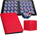 GEAoffice 16 Pockets Trading Card Binder for 1000+ Cards, Sturdy Large Side Loading Zipper Collection Binder for MTG, TCG, Game & Sport Cards, Red