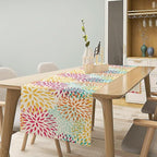Abstract Flowers Table Runner, Chrysanthemum Dahlia Vintage Modern Colorful Spring Summer Elegant Table Runner for Party Kitchen Dining Living Room Laundry Room Decor, 13x108 Inch