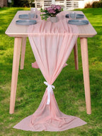 MDS 2 Pack 14ft Chiffon Table Runner 29 x 170 Inches Sheer Wedding Runner Romantic Rustic Table Runner for Wedding Decorations, Birthday Parties, Bridal Shower Party Arch Decor - Dusty Rose
