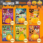 36 Sheets Halloween Stickers for Kids, Make A Pumpkin Face Stickers, Halloween Pumpkin Decorating for Kids Toddlers Party Favors Treats Party Games Goody Bag Filler