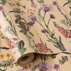 RUSPEPA Wild Flower Wrapping Paper Roll for Women, 17 Inches x 32.8 Feet, Mini Roll, Kraft Floral Design Wrapping Paper for Christian Gifts, Birthdays, Weddings, Bridal Shower and Engagement