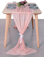 MDS Halloween Chiffon Table Runner - 5 Pack, 29 x 170 Inches, 14ft Each - Sheer Spooky Table Runners for Haunted House Parties, Trick-or-Treat Tables, Witchy Décor, Wedding & Events - Dusty Rose