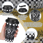 Yungyan 36 Sets Checkered Flag Party Favors Goodie Cups with Lids and Straws for Birthday Decorations Reusable 16oz Plastic Candy Cups Plastic Straws for Birthday Party (Checkered Flag)