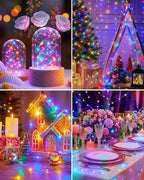 btfarm 12 Pack Fairy Lights Battery Operated, 7FT 20 LED Mini String Lights Waterproof Silver Wire for Mason Jars Centerpiece Table Crafts Bedroom Christmas Decoration,Colourful