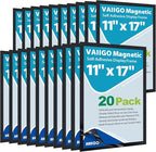 11"x 17" Self Adhesive Sign Holder, Double Sided Window Display Frame with Clear PVC and Strong Magnetic for Office/Home/Store/Door/Glass/Wall (Black, 20Pack)