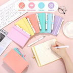 Aneco 50 Sets Pocket Notebook Journals with Pens, A6 Mini Hardcover PU Leather Lined Notebooks 3.5 x 5.5 Inch College Ruled Notepad With Pen Holder for Office School Supplies, Pastel Color