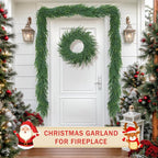 9 Ft Christmas Cedar Garland for Staircase Railing Real Touch Soft Bendable Faux Winter Xmas Greenery Pine Garlands Mantle Garland for Decoration for Table Fireplace Door Railing Wall Home Decor