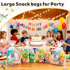 PigPotParty 12"x 16", 100Pcs Bottom Gusset Bags, Clear Plastic Cellophane Mug Treat Goodie Gift Bags with 100x Twist Ties, Large Party Favor Packaging, Toy Wrapping (No Side Gusset)
