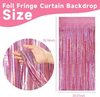 10 Pack Pink Metallic Tinsel Photo Backdrop for Wedding Engagement Baby Shower Bachelorette Christmas Celebration Birthday Party Decorations