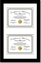 Creative Picture Frames 14X20Bk-W Black Vertical Double Diploma Frame With 2 Opening White Mat, Holds 2-8.5X11-Inch Documents With Wall Hanger