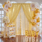 10x10FT Gold Sequin Backdrop - 2 Panels 5x10FT Wrinkle-Free Glitter Drapes for Weddings, Parties & Events