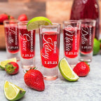 Custom Engraved 2 oz Shot Glass – Personalized Etching – Groomsman & Bridesmaid Gift – Wedding Favor Set of 4