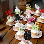 Ephlyn 30Pcs Bride to be Cupcake Toppers Glitter Wedding Cake Topper Decorations I Do Love Heart Ring Cupcake Picks for Bridal Shower Wedding Engagement Party Supplies Multicolor
