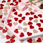 200 Pcs Dark Red and Gold Heart Paper Confetti for Valentine's Day Wedding Baby Shower Birthday Party Table Decoration Supplies