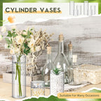 Nuogo 24 Pcs Plastic Cylinder Vases Tall Clear Flower Vases for Centerpieces Hurricane Candle Holder for Home Wedding Office Party Formal Dinners Decorations (4''/6''/8'')
