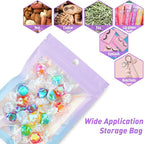 Funfery 100 Pack Holographic Bags,Mylar Resealable Bags with Zipper,Clear Window Packaging Pouch,Plastic Foil Bag for Food Storage,Sample Jewelry Baggies(4×6in,Purple Blue)
