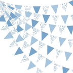 32Ft Ocean Coastal Nautical Beach Party Decorations Blue Bow Starfish Seashell Fabric Pennant Banner Triangle Flag Garland Streamer for Under The Sea Birthday Summer Baby Shower Bachelorette Supplies