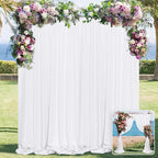 White Backdrop Curtain for Wedding Decor Holiday Party 4 Panels- White Wedding Backdrop Polyester Photography Backdrop Drapes Baby Shower Birthday Privacy Sliding Curtains Home Decor，5ft x 10ft