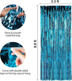 Crosize 8 Pack 3.3 x 9.9 ft Blue Foil Fringe Curtains Party Decorations, Blue Tinsel Curtain Backdrop for Parties, Door Streamers, Glitter Streamer Backdrop for Birthday Decoration