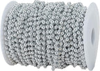 5mm Crafts Faux Pearl Beads Garland Pearl Bead Roll Strand of Pearls to Decorate Floral Centerpieces Wedding Party Favor Christmas Tree(99 Feet Silver)