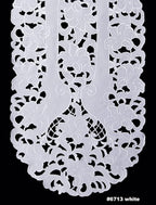 Creative Linens Embroidered Floral Table Runner 15x53 Oval Dresser Scarf White