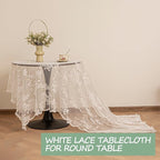Jayla White Lace Tablecloth for Rectangular Tables, Vintage Style Wedding Table Cloths for Reception, Baby Shower, Birthday Party, Formal Dining, Dinner Parties 54 X 54 Inches
