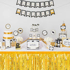 3 Pack 29 x108 Inch Gold Foil Fringe Table Skirts Metallic Banner for Tinsel Streamer Garland Backdrop for Parade Floats Mother's Day, Graduate, Birthday, Wedding Party Decoration