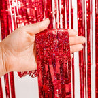 GREATRIL Red Fringe Curtains Party Streamers Backdrop Foil Tinsel Curtain Decoration for Stranger Theme Party Christmas Valentines Day Party 2 Pack