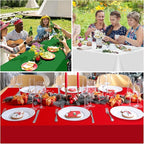 MASHAN 48 Pack Christmas Tablecloth Bulk, Red White Green Disposable Tablecloths, Rectangle Italian Theme Table Covers for Christmas Family Gathering Dining and Italian Party Decoration,54 x 108 Inch