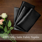 Manyshofu 60 Pieces Black Satin Napkins - 20x20 Inches Cloth Napkins, Square Satin Fabric Napkins Set - Elegant & Reusable Table Napkins for Wedding Dinner Party Lunch Banquet Restaurant Decoration