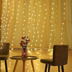 Meonum Curtain Tapestry Backdrop String Lights, Each 13 Strings 6.6 x 5 ft Tapestry Fairy String Light, 8 Modes Window Wall Hanging Light Strings for Bedroom Christmas Curtain Decor(3 Pack)