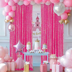 Sequin Backdrop Curtains Wedding Photo Backdrop Glitter Birthday Bridal Party Curtains Sparkle Background Drapes (Iridescent Hot Pink, 2 pcs-2ftx8ft)