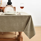 Fitable Faux Linen Tablecloths 2 Pack, Faux Burlap Fabric Table Clothes for Rectangle Tables, Rustic Holiday Table Covers for Kitchen Dining, Party, Farmhouse (Khaki, 54 x 78 Inch)