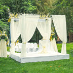 PARTISKY 10ftx7ft Ivory Chiffon Backdrop Curtains, Wrinkle-Free Sheer Fabric Photo Drapes for Wedding Ceremony Arch Birthday Baby Shower Photography Stage Decor 5ft x 7ft, 2 Panel