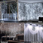 Brightown Window Curtain Lights, 600 Led 20 Feet Dimmable with Remote to Set 8 Lighting Modes and Timer, Fairy Led Lights for Bedroom Wall Wedding Decorate String Lights, Pure White, No Curtain