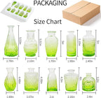 Vintage Small Glass Vases Set of 10,Mini Bud Vases for Flowers,Amber Glass Vases for Centerpieces,Wedding Decorations,Home Table Flower Decor (Olive Green)