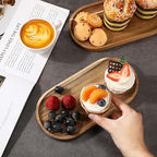 Wenqik 18 Pieces Acacia Wood Tray Set 10 x 5 Inch Acacia Oval Wood Tray Platters Plates Set for Fruit Cheese Dessert Appetizer Vegetable Charcuterie BBQ Party Weddings Supply